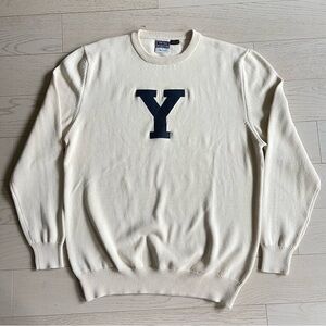Vintage Yale University Bookstore 100% Cotton Chunky Knit Embroidered Y Sweater